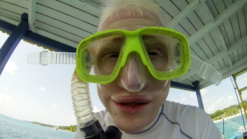 Dave modelling his snorkeling gear