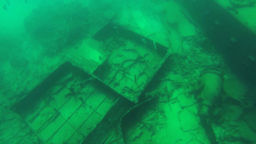 The ship was boxy in shape and appeared to have sunk within the last 50 years or so. 