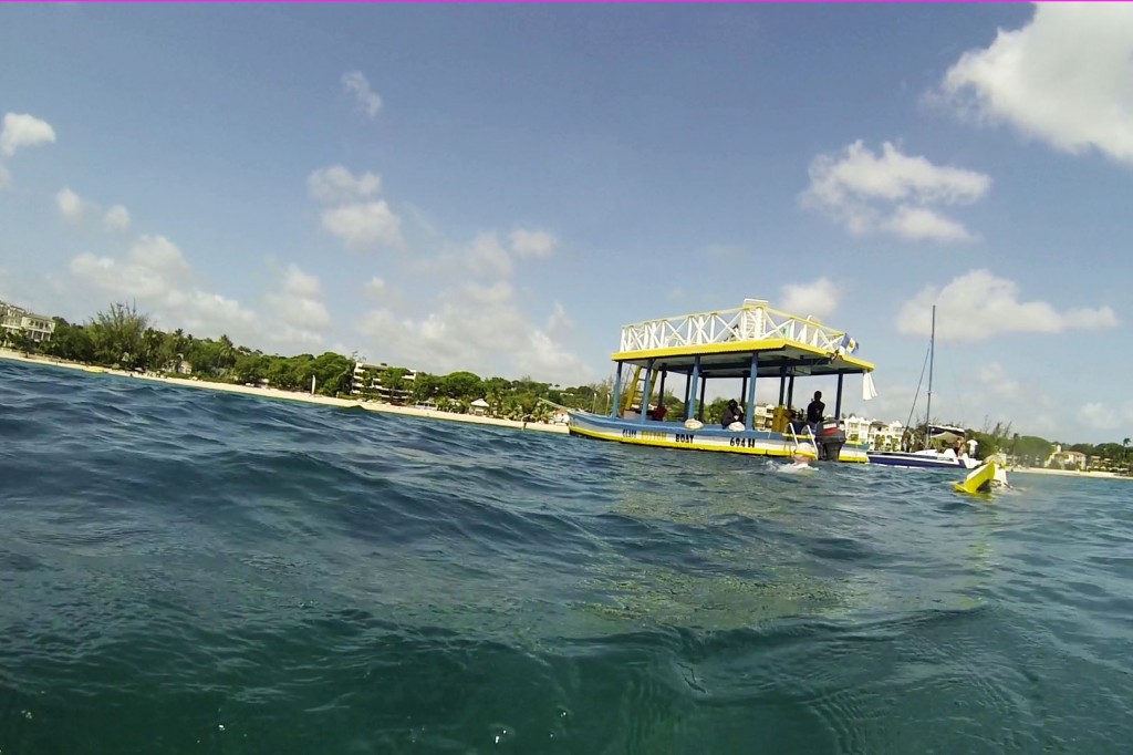 This is our catamaran, which anchored off the coast of Barbados