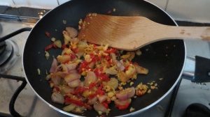 Mixing the spices