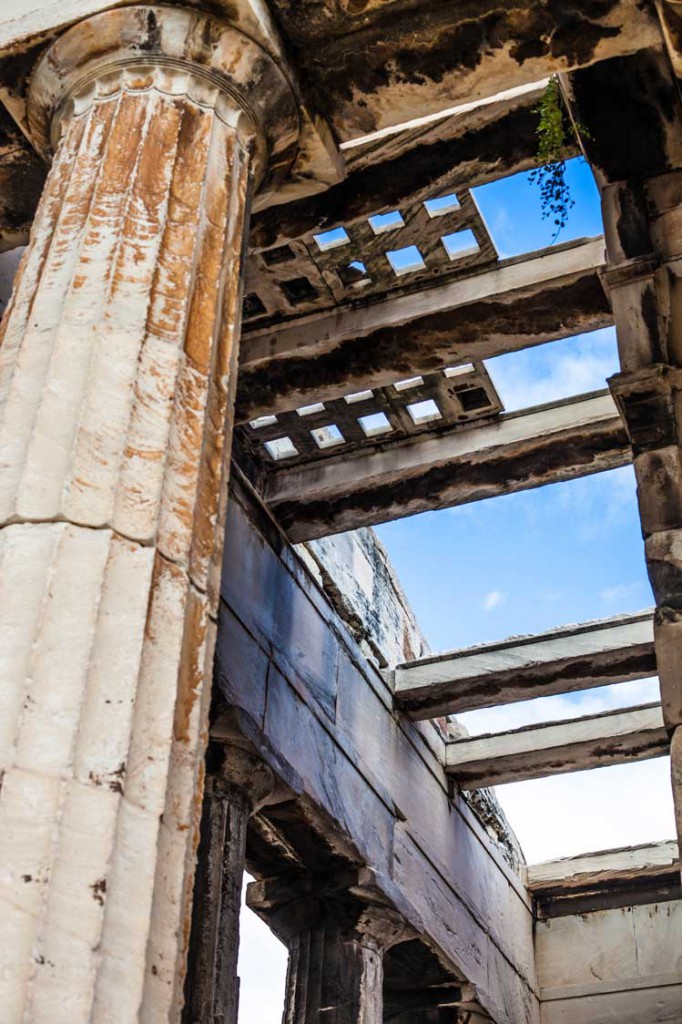 A close-up of the Ancient Agora ruins.