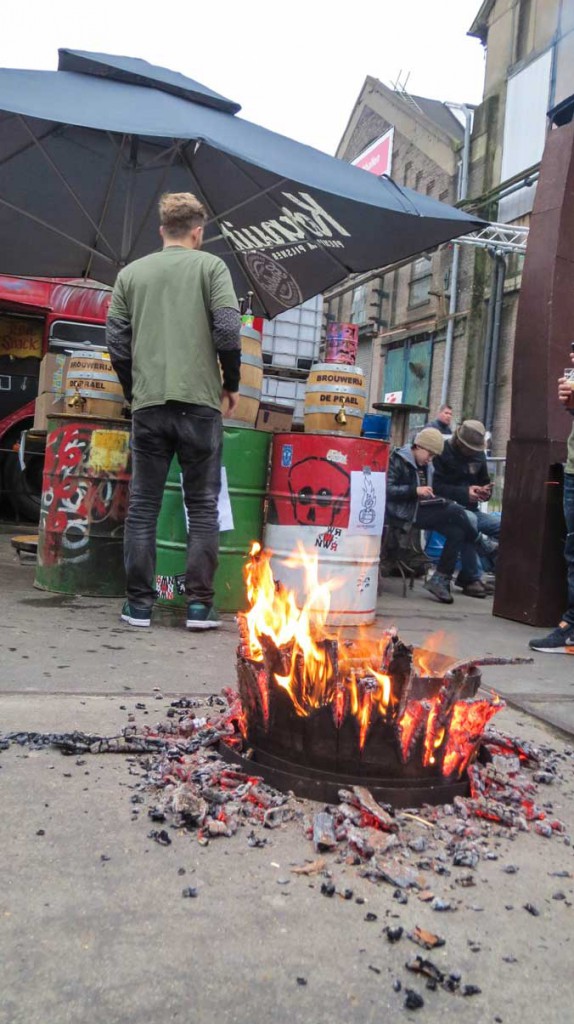 A wooden barrel burns to the ground.