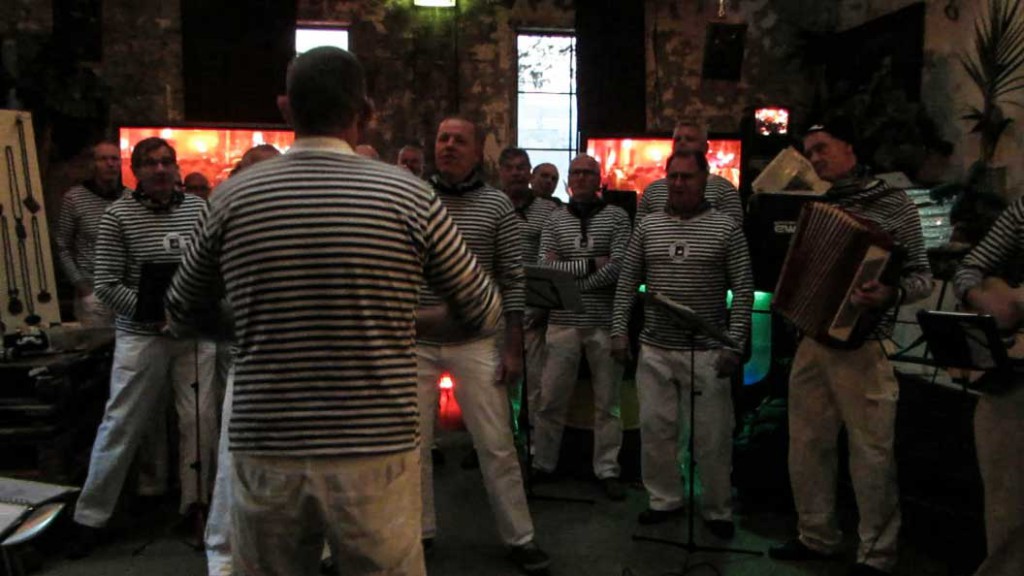 A male choir performs