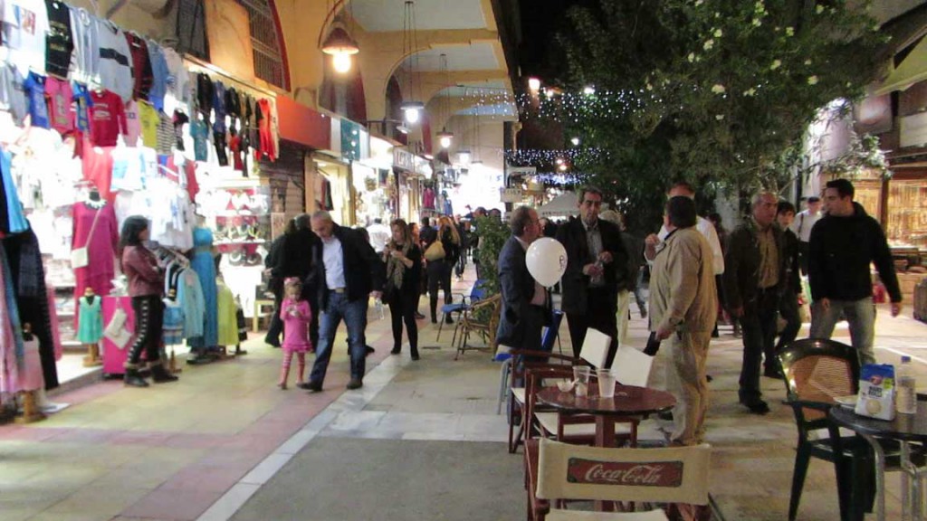 Looking down the street on which Pandrossou Street Market is situated.