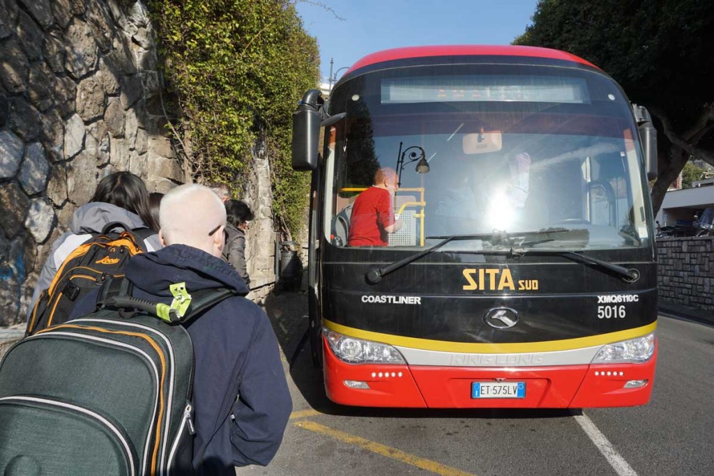 The red SITA bus boarding in Sorrento